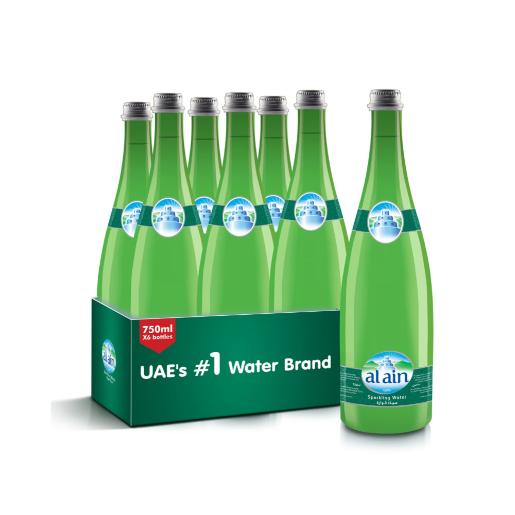 Al Ain Sparkling Glass Water Bottle 750 ml × 6pc