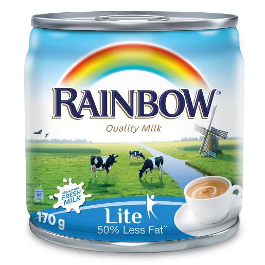Rainbow fresh evaporated milk low fat 170 gm