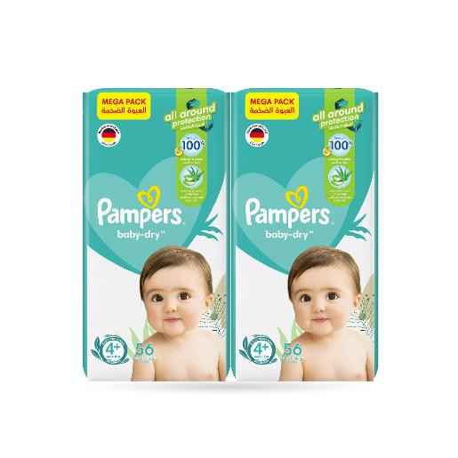 Pampers Baby Dry Diaper Size 4+ 2pc X 56pc