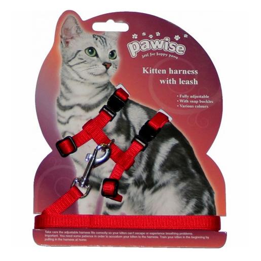 Pawise Kitten Harness W/1.2 Leash-Red/Blue