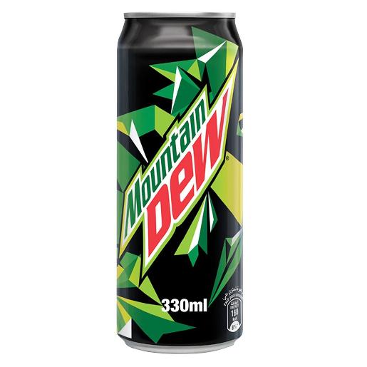 Mountain dew soft drink can 330 ml