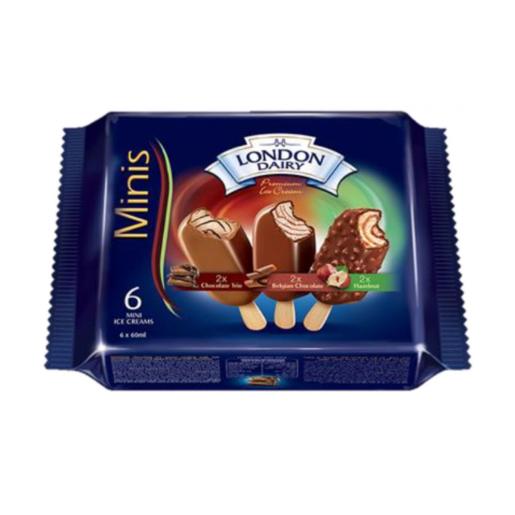 London Dairy Ice Cream Minis Chocolate Stick 6 x 60ml