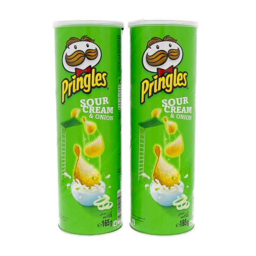 Pringles Potato Chips Sour Cream & Onion 2pc x 165gm + 15%Off