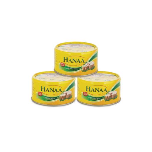 Hanaa Light Meat Tuna In Sun Flower Oil 3 x 185g