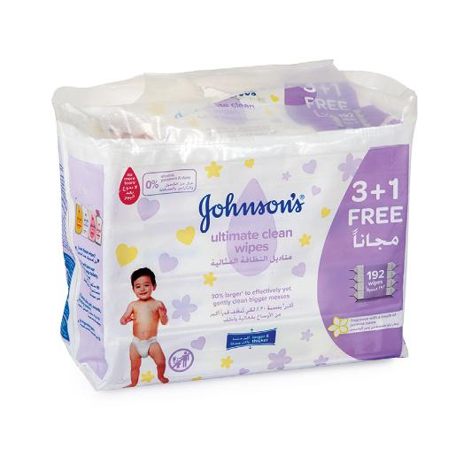 Johnson's Ultimate Clean Wipes  3+1 192 Wipes