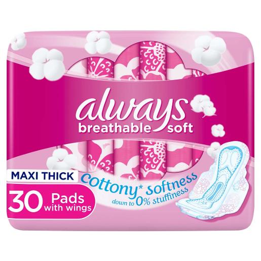Always Breathable Soft Maxi Thick sanitary pads Large 30pcs