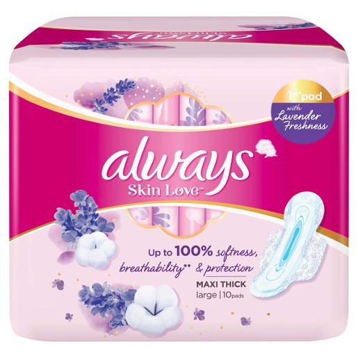Always Breathable Maxi Thick Pads Lavender Large 10pcs
