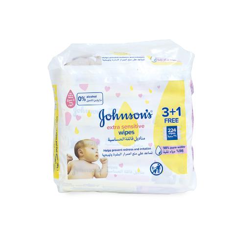 Johnson Baby Wipes Extra Sensitive 4 x 56pcs