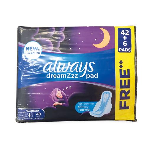 Always Dreams Maxi Thick Soft Dry Pads 48pc