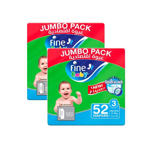 Fine Baby Maxi Diapers Jumbo Pack 3 4 -9kg 2 x 52pc