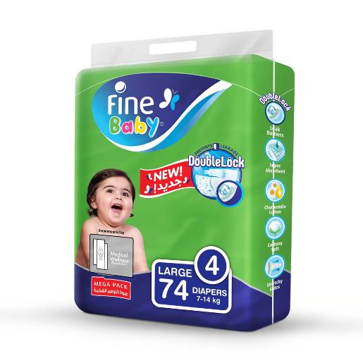 Fine Baby Diapers Mega Pack Size 4 Large 74's