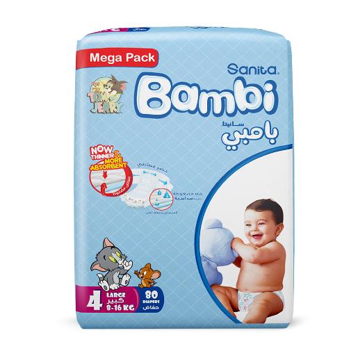 Bambi Baby Diaper Mega Pack Large 4 8 - 16kg 80pc