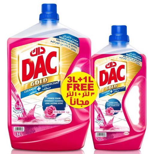 Dac Gold Multipurpose Purpose Cleaner + Disinfect Rose 3 Ltr + 1 Ltr