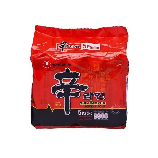 Nongshim Korean Noodles Shin Ramen Soup Bundle Pack of 5pc x 120gm