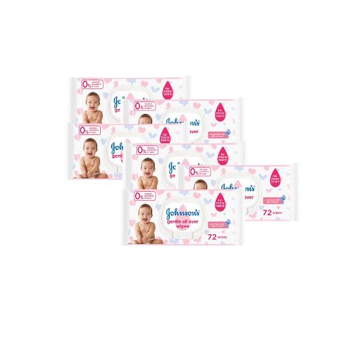 J&J Baby Gentle All Over Wipes 72's 3+3