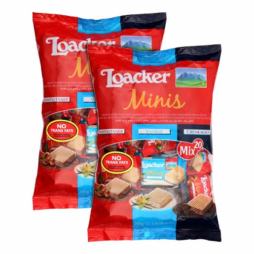 Loacker Wafer Minis Assorted 2pc x 200gm