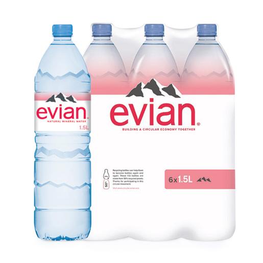 Evian Natural Mineral Water 6 x 1.5Ltr
