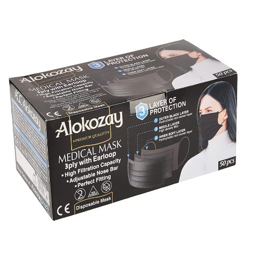 Alokozay 3P Dispos Medical Black Face Mask 50pc