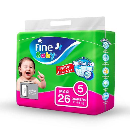 Fine Baby Diaper Double Lock Maxi Size 5 11-18kg 26pcs