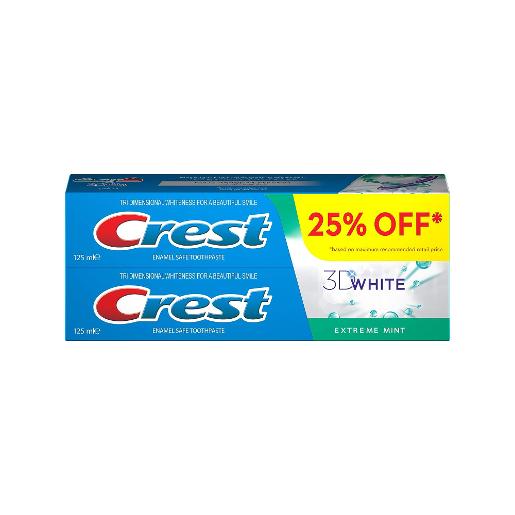 Crest Toothpaste 3D White Extreme Mint 125ml 2'S