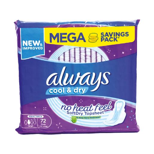 Always Maxi Thick Pad Cool & Dry 72pcs