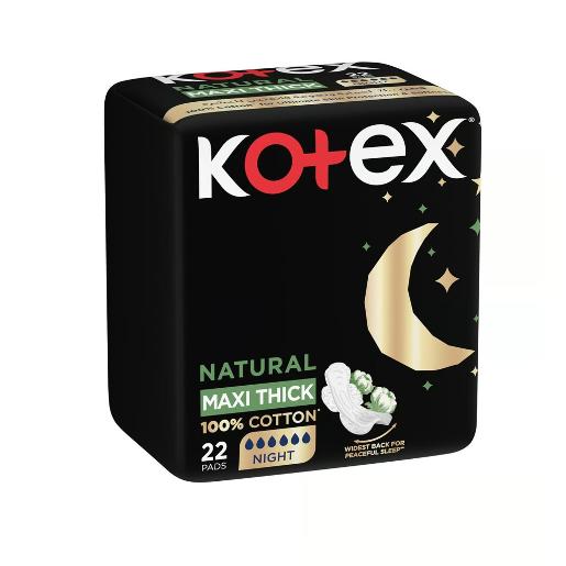 Kotex Maxi Thick Pad Natural Night With Wing 22pc