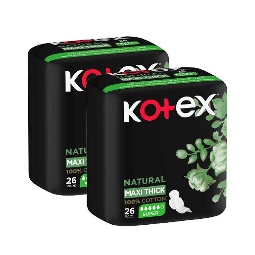 Kotex Natural Maxi Thick Pad Cotton 2 x 26pcs