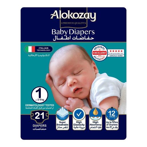 Alokozay Premium Baby Diapers Size 1 2-5kg 21pcs