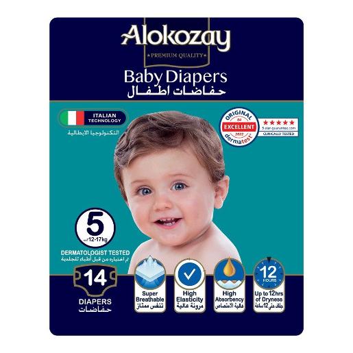 Alokozay Premium Baby Diapers Size 5 12-17kg 14pcs