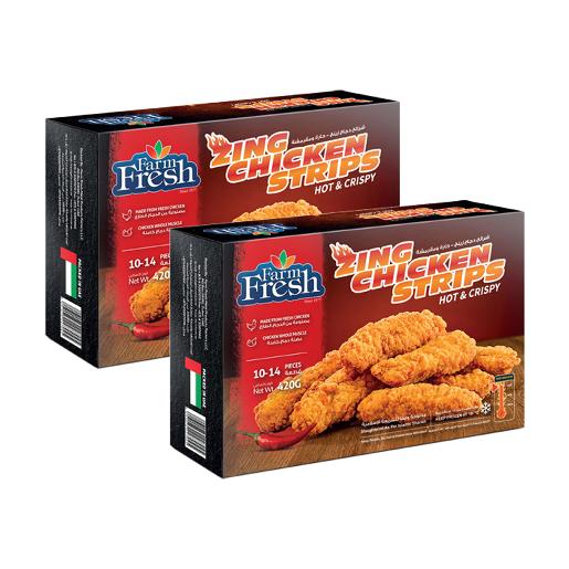 Farm Fresh Zing Chicken Strips Hot & Spicy 2 x 420g