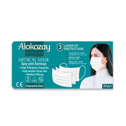 Alokozay Disposable Face Mask White 3ply 50pcs