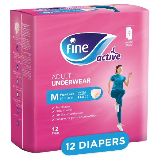 Fine Adult Diaper Pants Women Medium 12pc