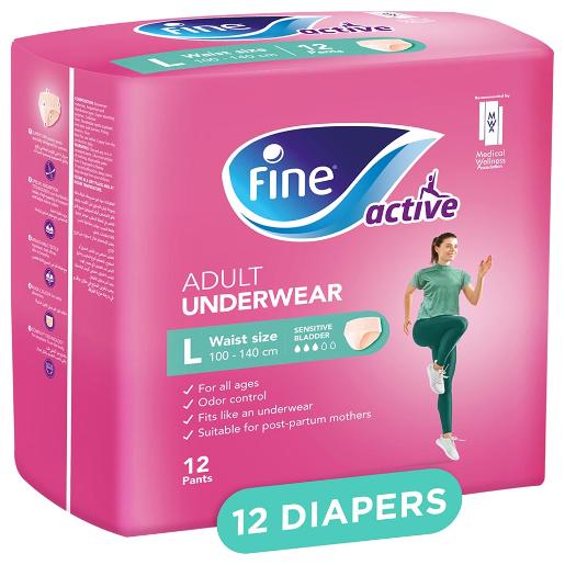 Fine Adult Diaper Pants Women Large 12pc
