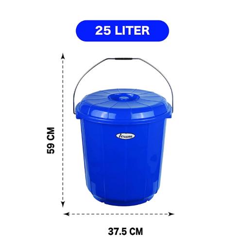 Esqube Oasis Bucket With Lid Blue 25Ltr