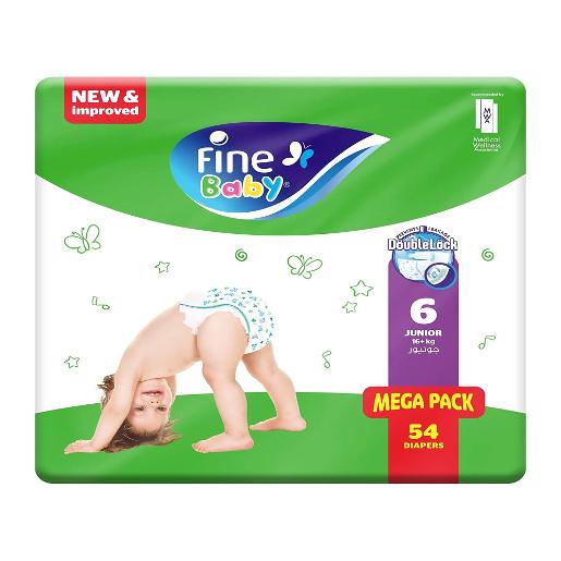Fine Baby Diaper Size 6 DoubleLock 16+Kg Mega Pack Junior 54pc