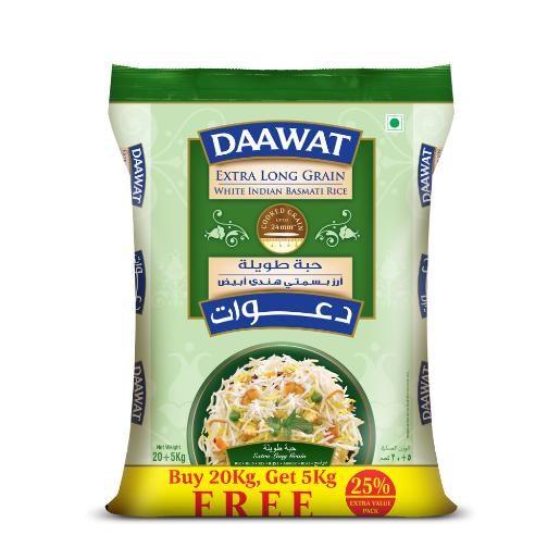Daawat Extra Long Grain Basmati Rice 20kg+5kg