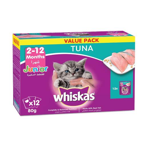 Whiskas Cat Food Junior Tuna 80gm × 12pc