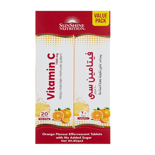 Sunshine Nutrition Vitamin C 1000mg Orange Tab 20pc × 2pc