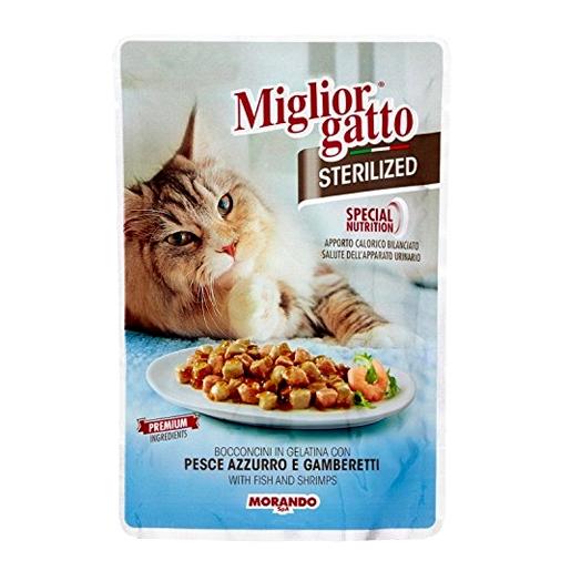 Miglior Gatto Sterilized Chunks in Jelly with Fish and Shrimps 85g