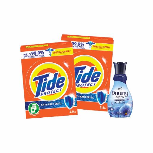 Tide Washing Powder Anti Bacterial Auto 2.5Kg x 2 + Downy Valley Dew 1 Litre