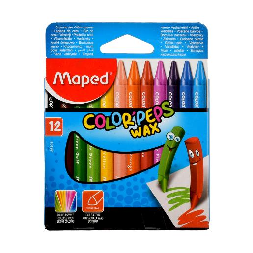 Maped Clr Peps Wax Crayons 12ClrMD861011