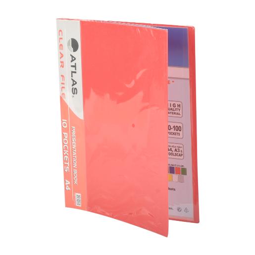 Atlas Clear File A4 10 Pocket Assorted