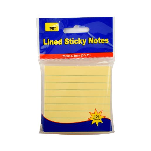 Psi Lined Sticky Note Pas/Yellow3x3 100S