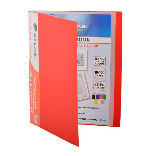 Atlas Clear File A4 30 Pocket Assorted