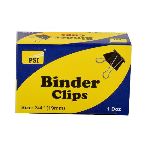 Psi Binder Clip Black 19MM 12Pcs