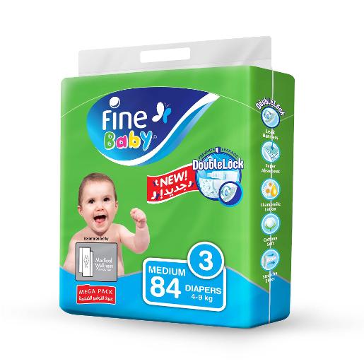 Fine Baby Diapers Green Mega Pack Size 3 Medium 84pcs