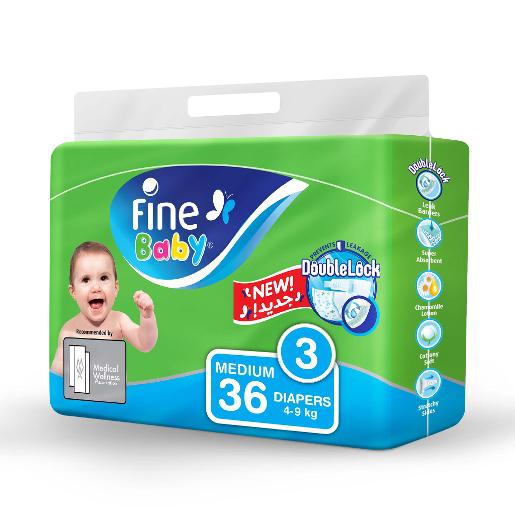 Fine Baby Diapers Medium Economy 36pcs